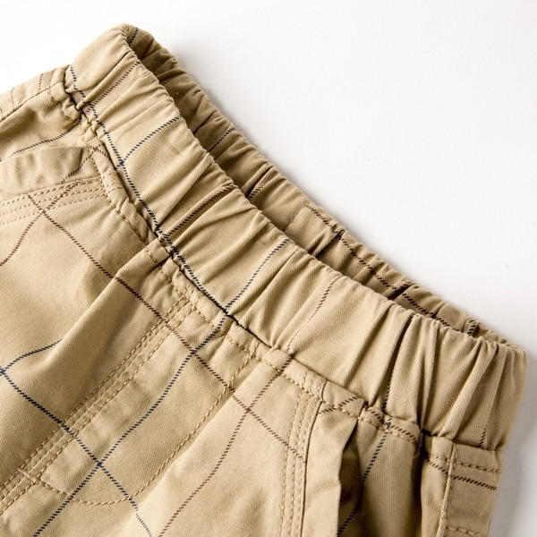 Pantaloni scurți pentru copii cu zăbrele în două culori - albastru și bej, pentru băieți