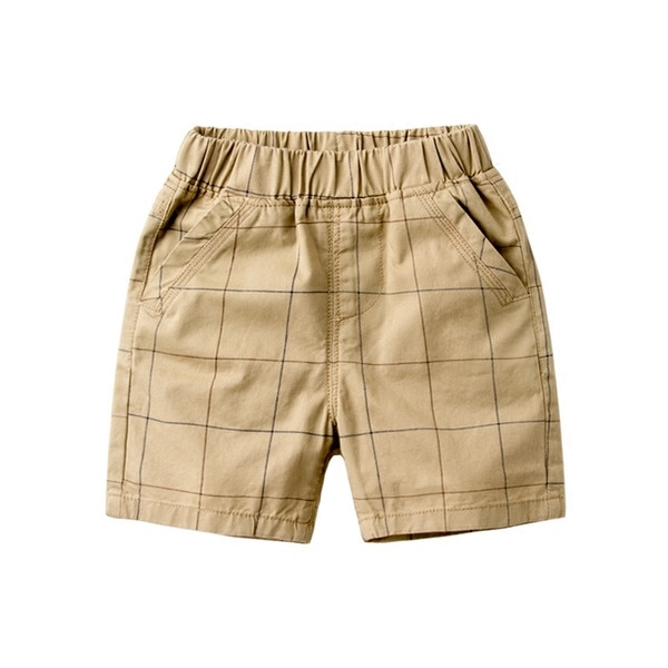 Pantaloni scurți pentru copii cu zăbrele în două culori - albastru și bej, pentru băieți