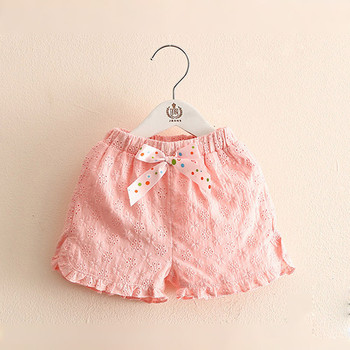 Μικρά λεπτά παντελόνια σε λευκό και ροζ χρώμα με πολύχρωμη μίνι κορδέλα για κορίτσια