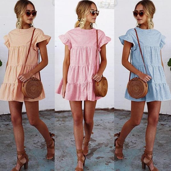 Καλοκαιρινό γυναικείο freestyle φόρεμα σε  τρία χρώματα