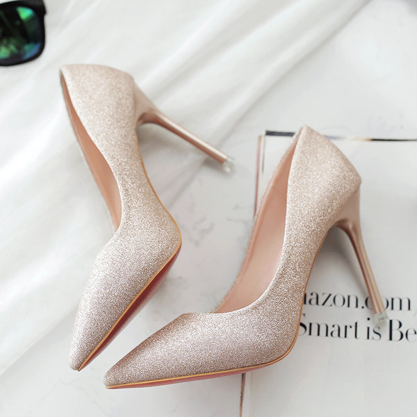 Pantofi strălucitori de damă cu toc subțire - mai multe culori
