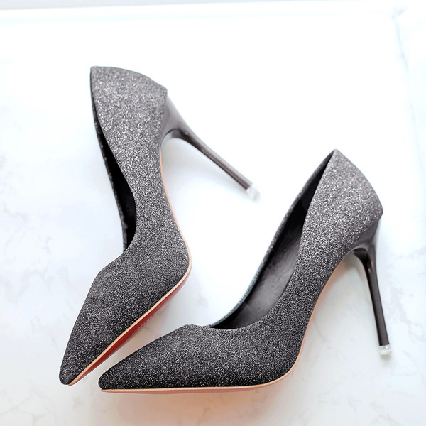 Pantofi strălucitori de damă cu toc subțire - mai multe culori