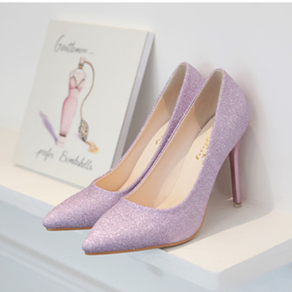 Pantofi strălucitori de damă cu toc subțire - mai multe culori