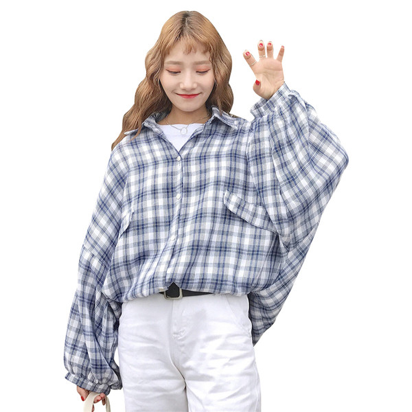 Camasa moderna de dama model larg in trei culori in carouri