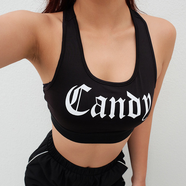 Bustieră de damă în negru cu inscripție