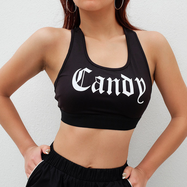 Bustieră de damă în negru cu inscripție