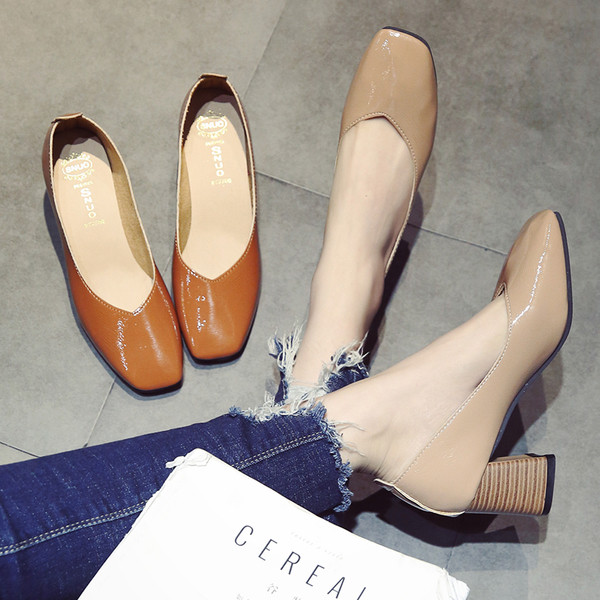 Περιστασιακά γυναικεία παπούτσια με παχύ τακούνι  - πολλά χρώματα