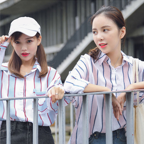 Cămașă casual de damă cu mâneci lungi - dungi colorate