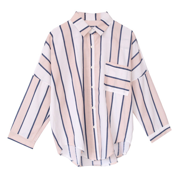 Cămașă casual de damă cu mâneci lungi - dungi colorate