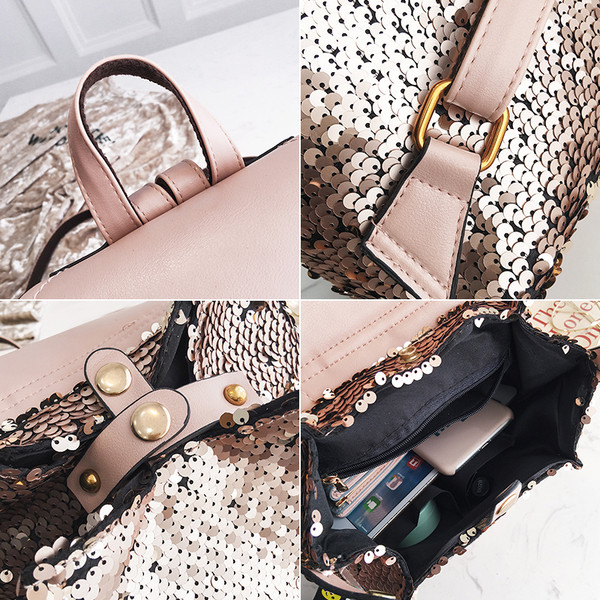 Rucsac mic de dama elegant cu paiete in trei culori