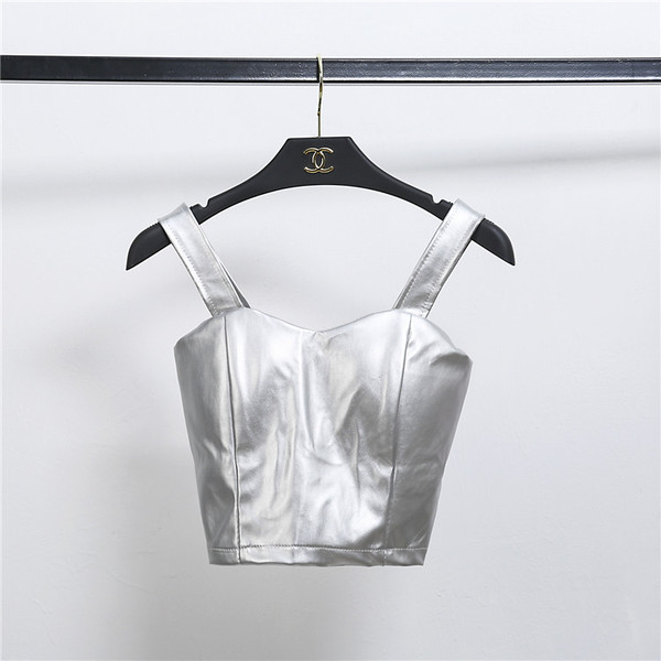 Γυναικείο αμάνικο με οικολογικό δέρμα με πίσω στηρίγματα σε διάφορα χρώματα