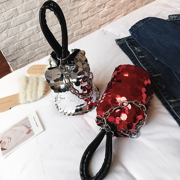 Geanta casual in trei culori cu paiete