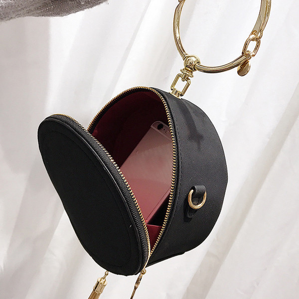 Mini 1anta de dama simplu in forma rotunda cu bretele duble