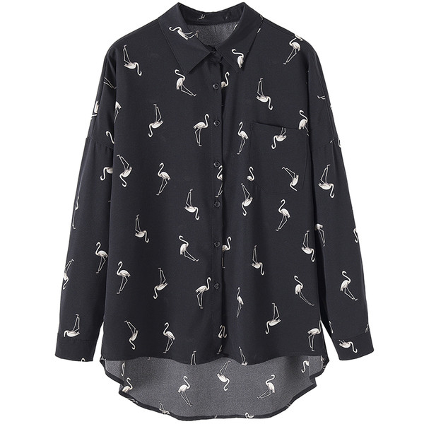 Camasa model lat cu aplicatie in negru pentru doamne