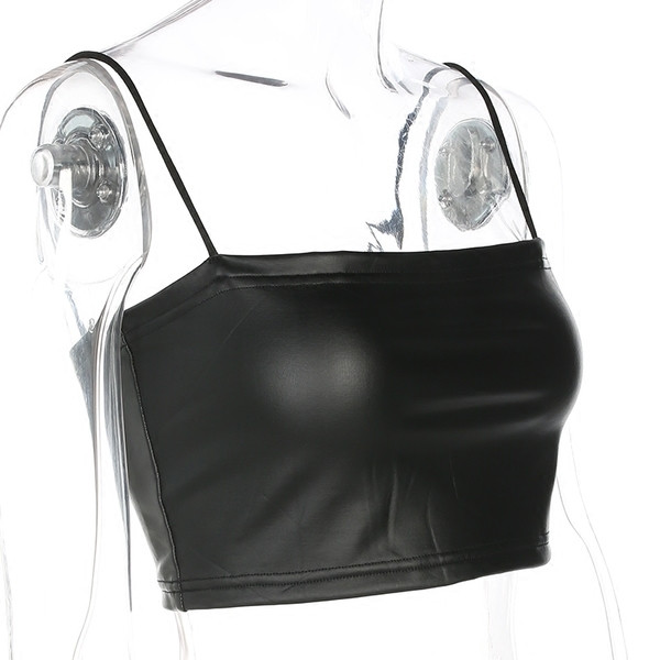 Bustiera dama cu bretele subtiri din piele ecologica