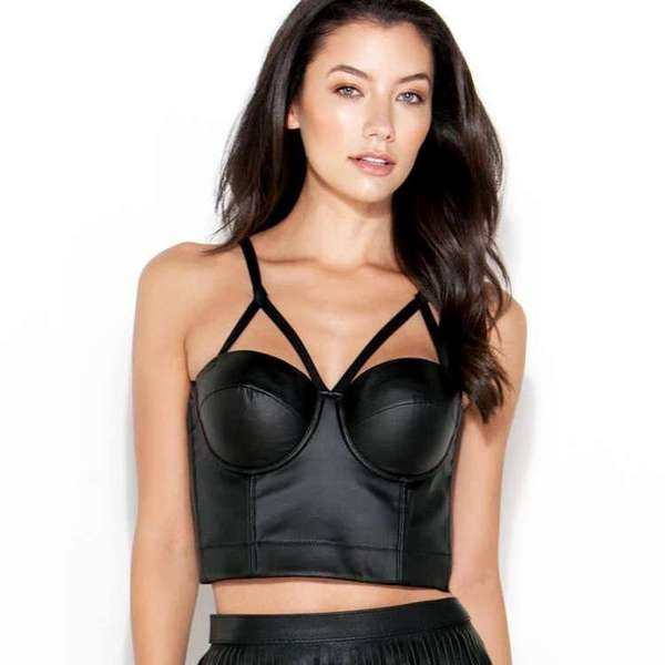 Bustiera dama din piele ecologica cu bretele reglabile