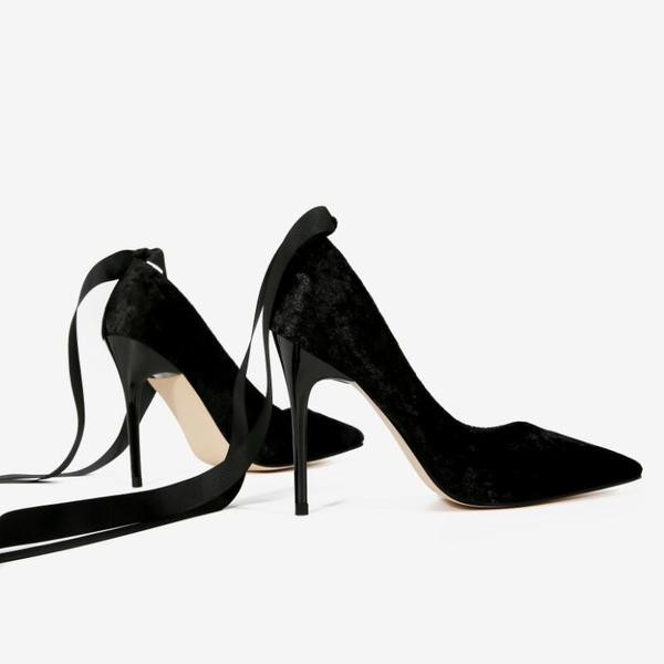 Pantofi de dama din catifea cu toc - trei modele in doua culori