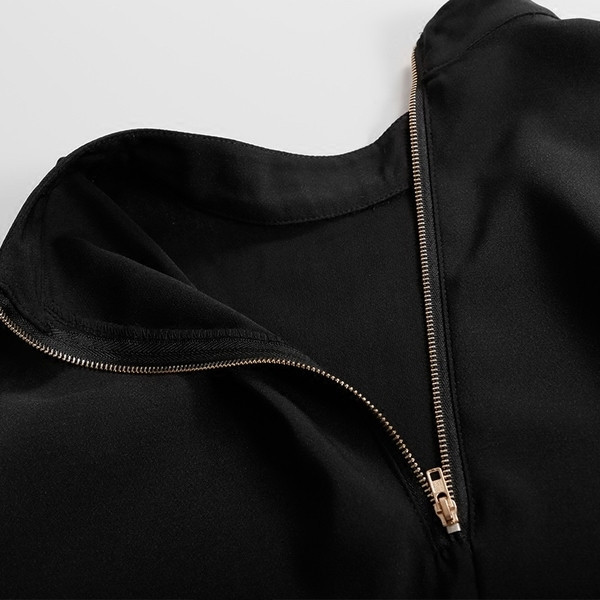 Cămașă elegantă de damă în negru cu decor panglică