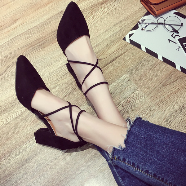 Pantofi de dama eleganti cu toc cu bretele in mai multe culori