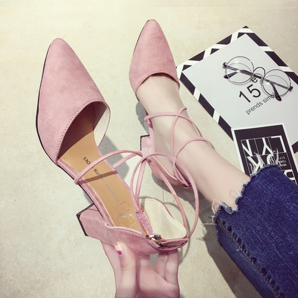 Pantofi de dama eleganti cu toc cu bretele in mai multe culori