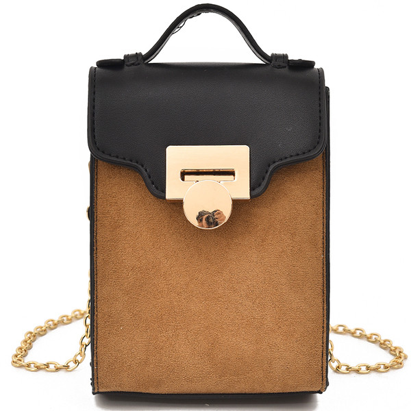 Geanta mini de dama, potrivita pentru utilizarea de zi cu zi cu maner metalic in forma dreptunghiulara