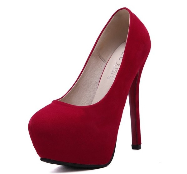 Pantofi eleganti de dama cu toc, rotunjiti in negru si rosu