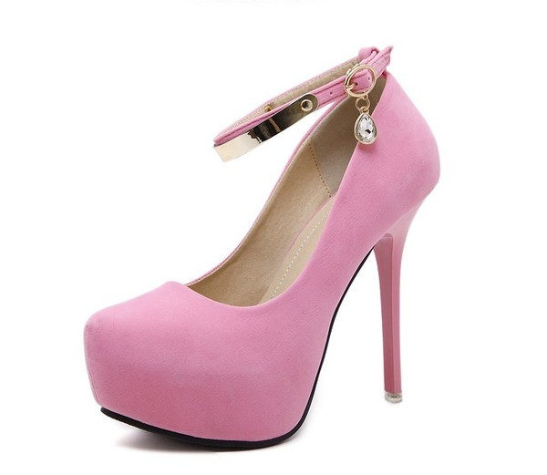 Γυναικεία παπούτσια με ψηλό τακούνι  με μεταλλικό λουράκι διακόσμησης - διάφορα χρώματα