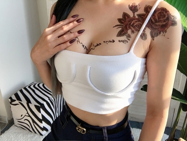 Maieu scurt de damă cu decor în trei culori