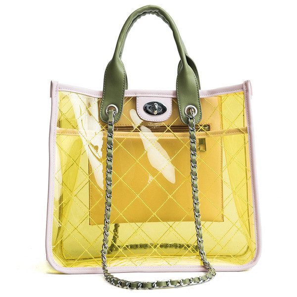 Geanta de dama transparenta in patru culori cu manere duble