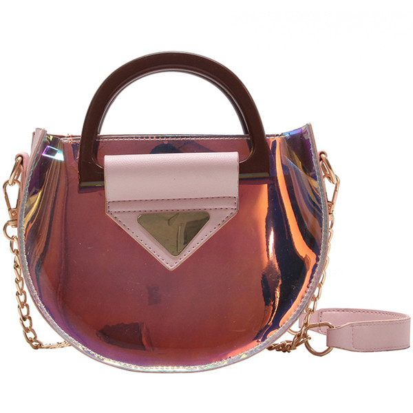 Σύγχρονη μίνι τσάντα από ημικυκλικό σχήμα με μεταλλική λαβή