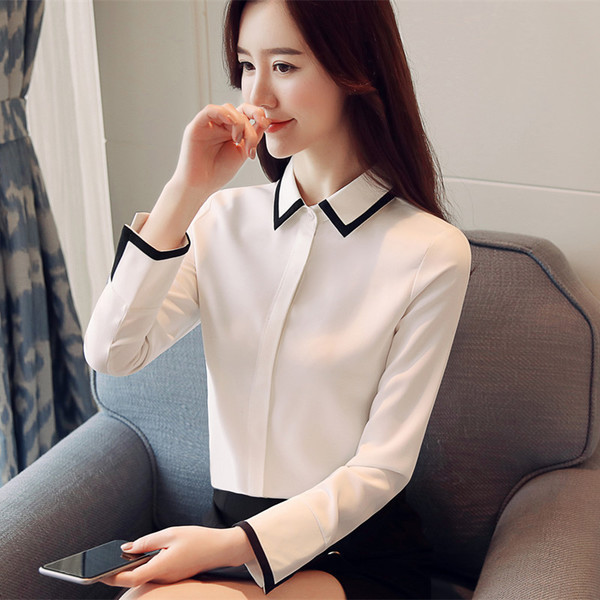 Cămașă elegantă de damă subțire cu manșetă deschisă, decorată cu o a doua culoare