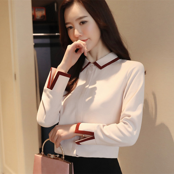 Cămașă elegantă de damă subțire cu manșetă deschisă, decorată cu o a doua culoare