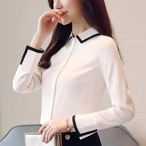 Cămașă elegantă de damă subțire cu manșetă deschisă, decorată cu o a doua culoare