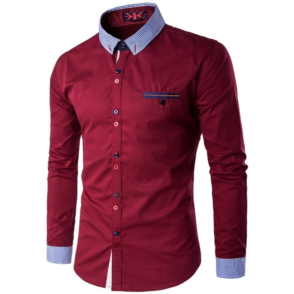 Cămașă bărbătească în mai multe culori cu buzunar imitație, manșete colorate și nasturi colorați
