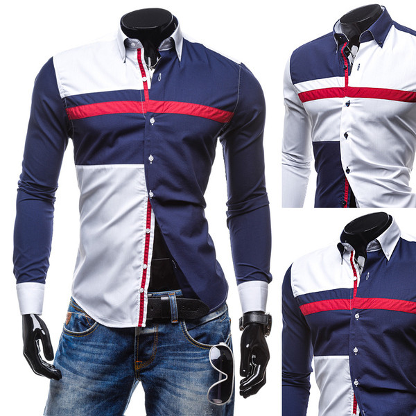 Cămașă elegantă pentru bărbați, colorată, cu mâneci lungi