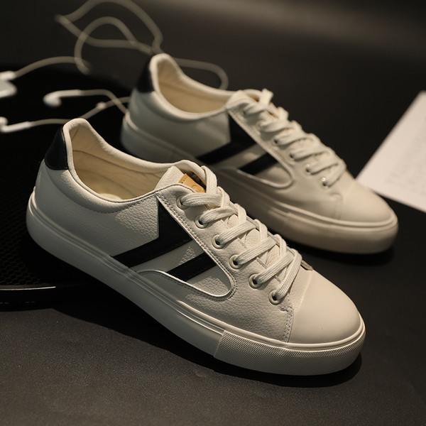 Adidași bărbați din piele cu decor a doua culoare