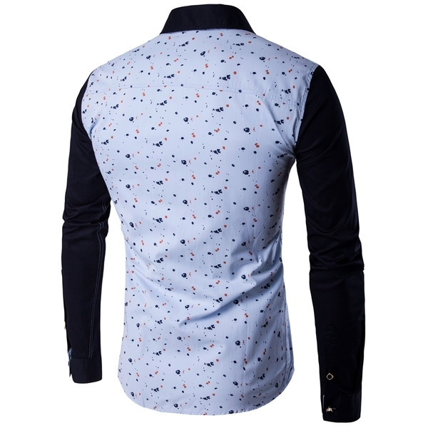 Cămașă elegantă pentru bărbați cu elemente colorate și buzunar decorativ