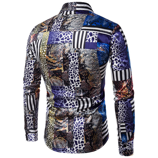 Cămașă pentru bărbați cu mâneci lungi, cu imprimeuri de diferite culori