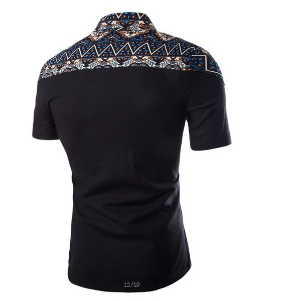 Cămașa pentru bărbați cu mâneci scurte este în trei culori, cu imprimeu