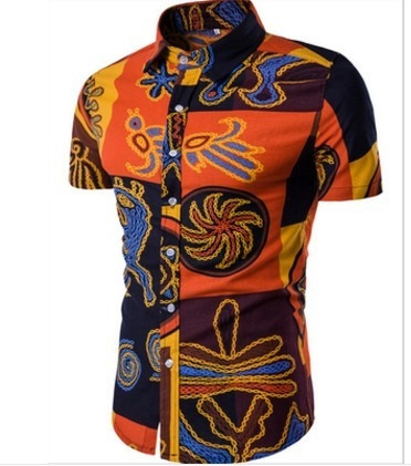 Cămașă multicoloră pentru bărbați cu mâneci scurte