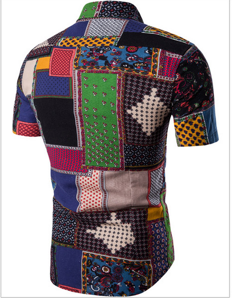 Cămașă multicoloră pentru bărbați cu mâneci scurte