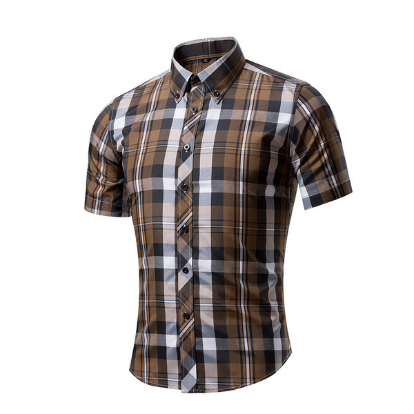 Cămașă bărbați în carouri în diferite culori cu mâneci scurte