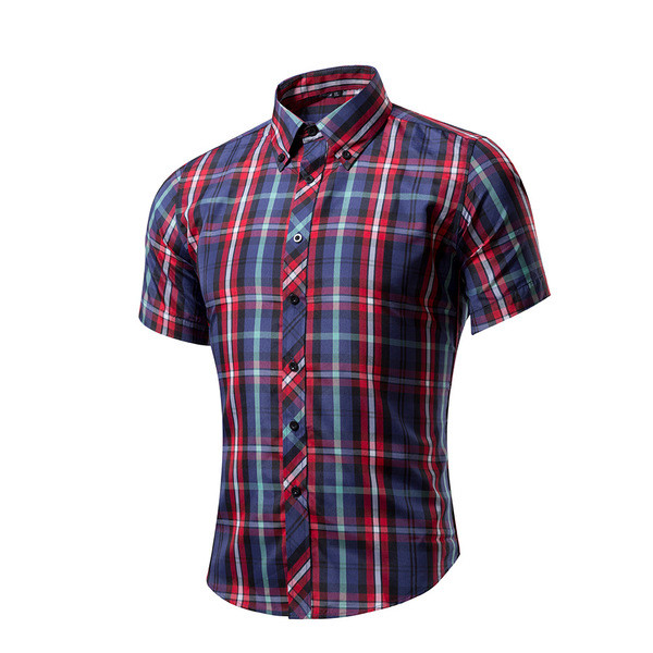 Cămașă bărbați în carouri în diferite culori cu mâneci scurte