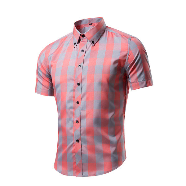 Cămașă bărbați în carouri în diferite culori cu mâneci scurte