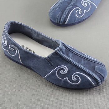 Καθημερινά denim moccasins για τους άνδρες με 3D διακόσμηση