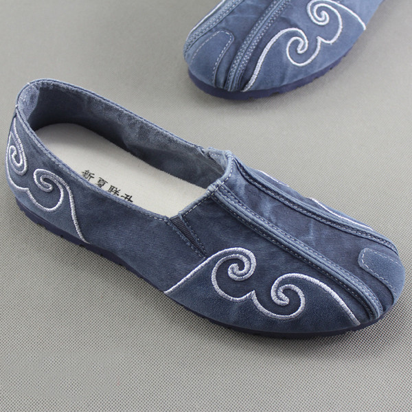 Mocasini casual din denim pentru barbati cu decor 3D