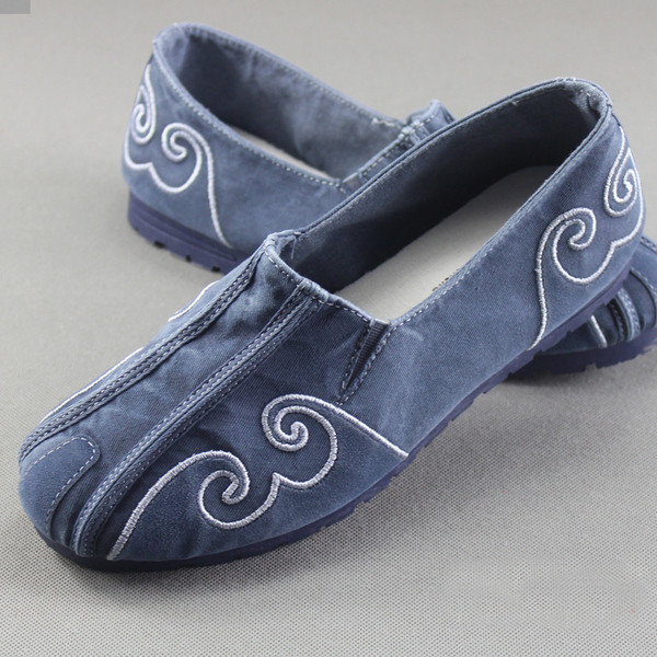 Mocasini casual din denim pentru barbati cu decor 3D
