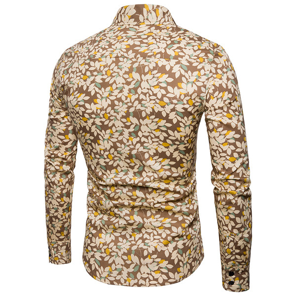 Cămașă modernă pentru bărbați, cu mâneci lungi, cu model floral