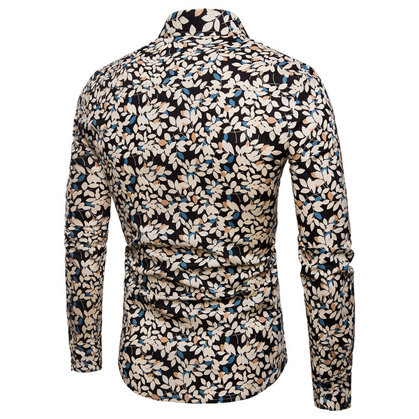 Cămașă modernă pentru bărbați, cu mâneci lungi, cu model floral