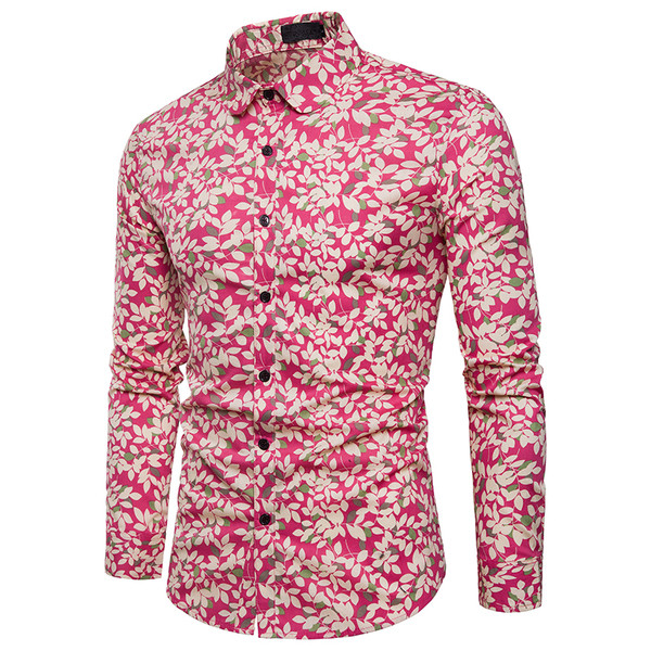 Cămașă modernă pentru bărbați, cu mâneci lungi, cu model floral